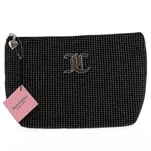 Juicy Couture Black W/ Gold Makeup Bag W/ Toiletry Bottle 12x8 inches Large NWT
